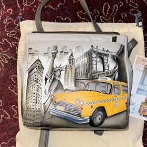 Anuschka Hand- Painted Leather bag featuring New York City Landscape